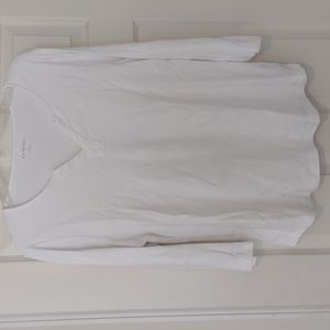 100% Cotton 3/4 sleeve v neck shirt in white